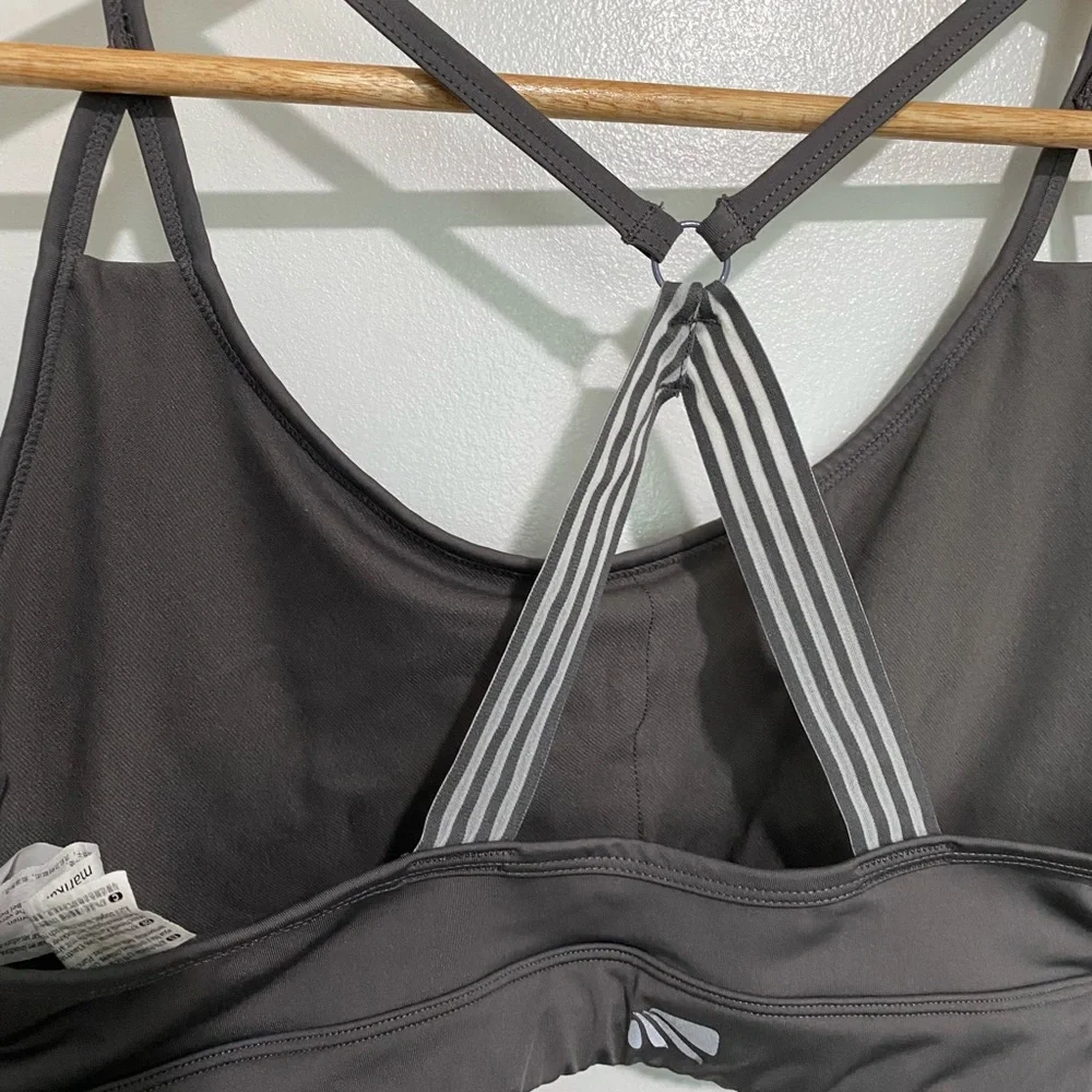 MARIKA Laser Cut Steel Grey Sport Bra Low Impact Yoga Workout Bra Sz XL